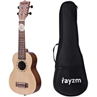 Los mejores  - Rayzm Ukelele Soprano con Bolsa- Ukelele de Iniciación 21&quot- con Cuerdas Aquila de Nylon originales-Tapa de pícea- lado y…